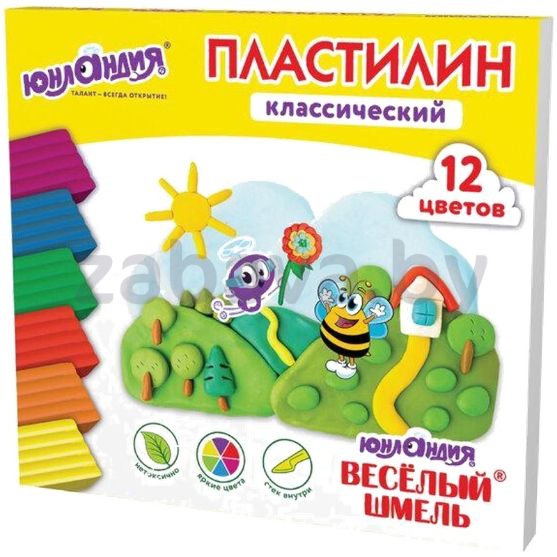 Пластилин «Веселый шмель», 12 цв.