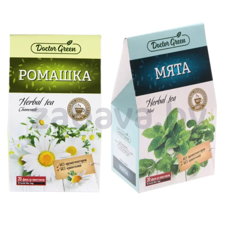 Напиток чайный Doctor Green ромашка/мята, 20 пак. по 1 г