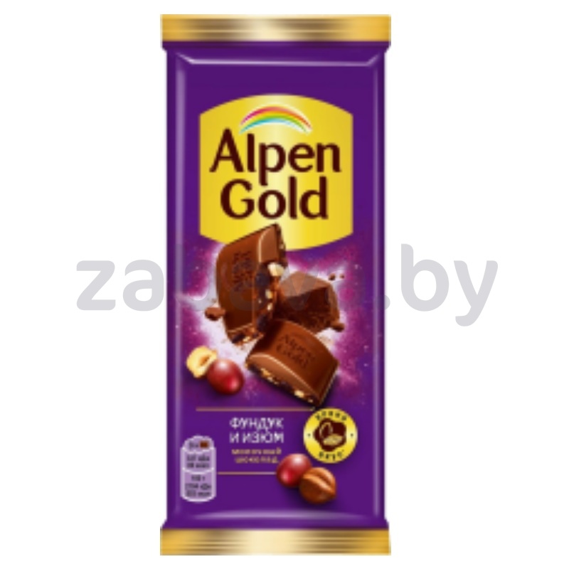 Шоколад молочн. Alpen Gold, фундуком и изюмом, 85 г