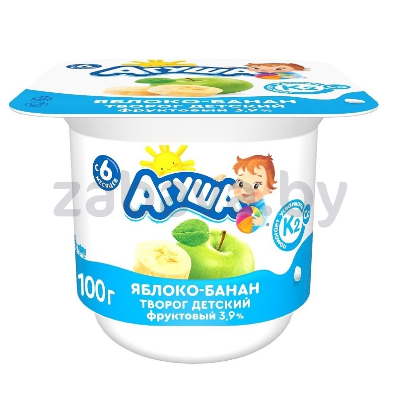 Творожок «Агуша», яблоко-банан, жир. 3,9%, РФ, 100 г