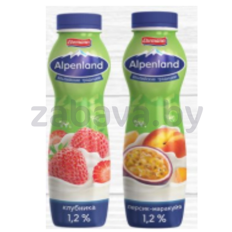 Напиток йогуртный Alpenland, 1,2%, 290 г, клубника или персик-маракуйя