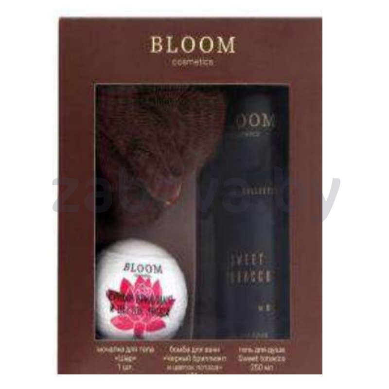 Гель для душа + бомба для ванн + мочалка д/тела Bloom Cosmetics Sweet Tobacco
