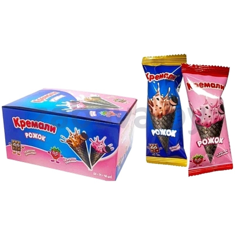 Вафельный рожок с начинкой «Кремали», черн., 11 г