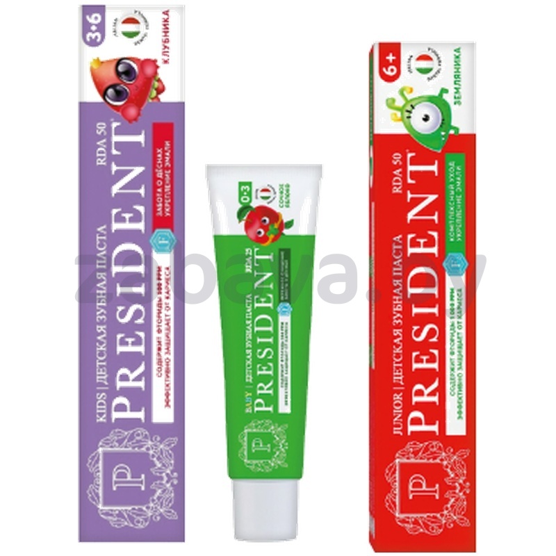Зубная паста детская President, 45/70 г, в ассорт.