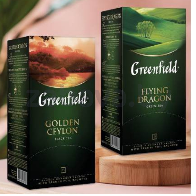 Чай Greenfield, Golden Ceylon или Flying Dragon, 25 пак.