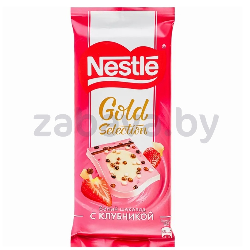 Шоколад Nestle Gold Selection, бел. шок. с  клубникой, 85 г