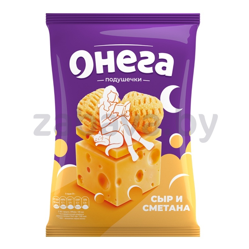 Снеки «Онега», подушечки, сметана и сыр, 70 г