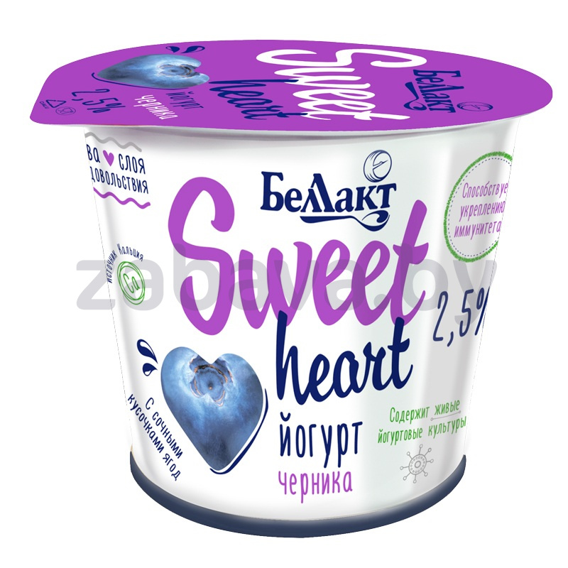 Йогурт «Беллакт» Sweet Heart, черника, 2,5%, 150 г