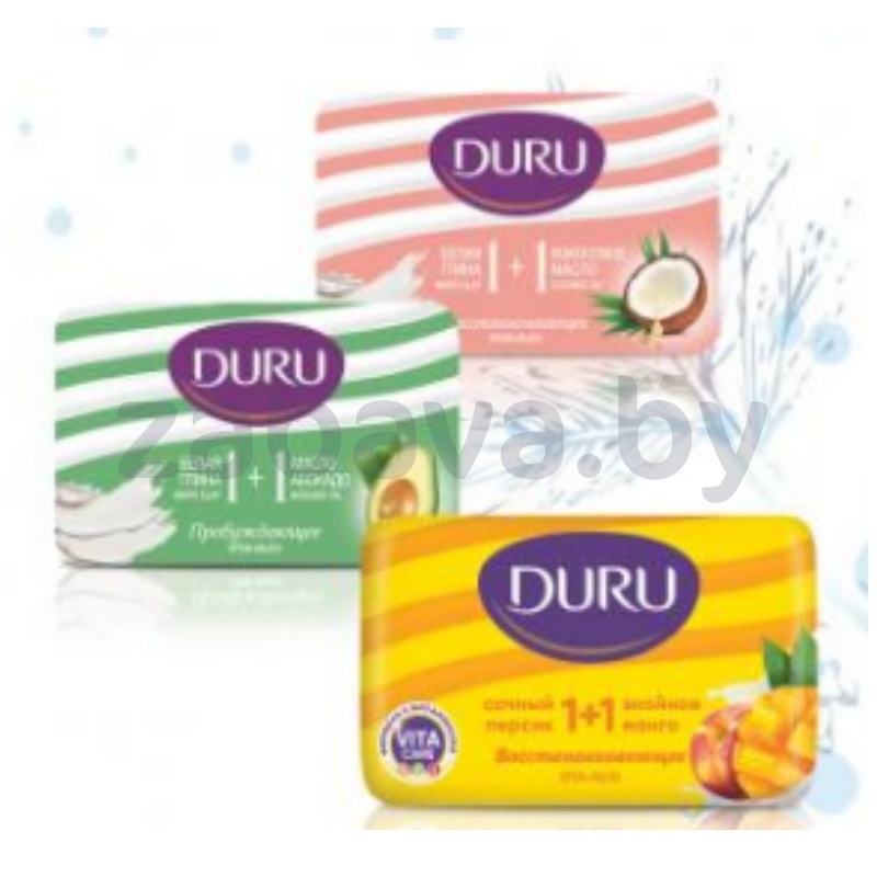 Крем-мыло Duru 1+1, 80 г, в ассорт.