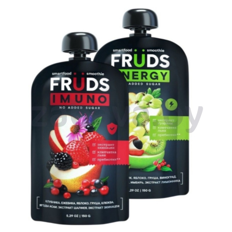 Пюре Smartfood Smoothie Fruds, яблоко-клубника-ежевика или груша-яблоко-киви, 150 г