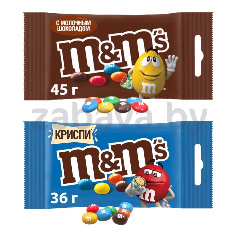 Драже M&M's, криспи, 36 г или шоколад, 45 г