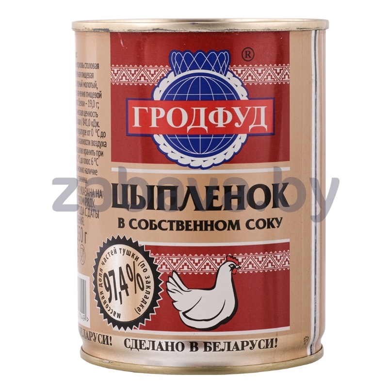 Консервы мясные «Гродфуд», мясо цыпленка в собств. соку, 350 г
