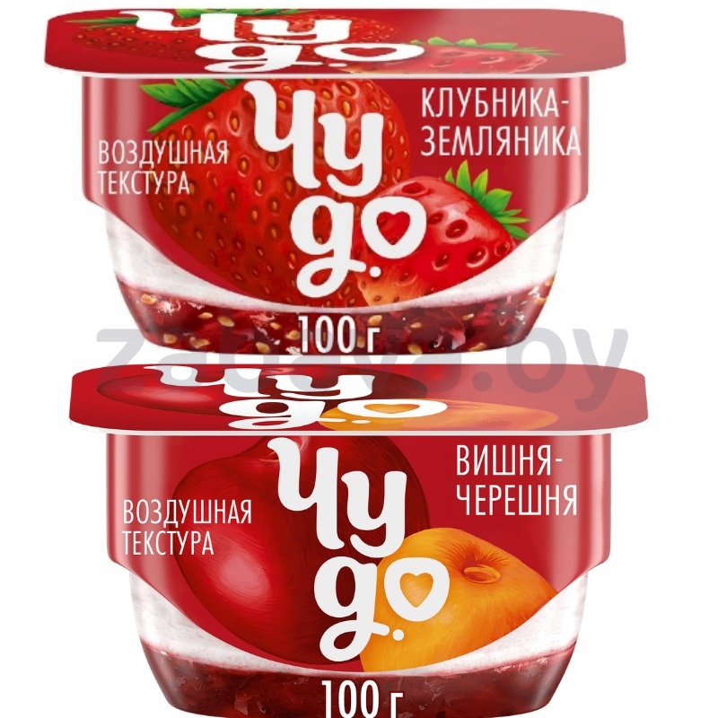 Десерт творожн. «Чудо», клубника-землян. или вишня-черешня, 4%, 100 г