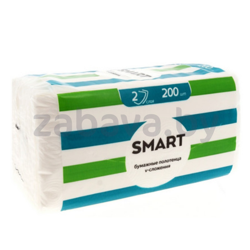 Полотенца бумажные Smart, 2-лойные, v-сложения, 200 шт.