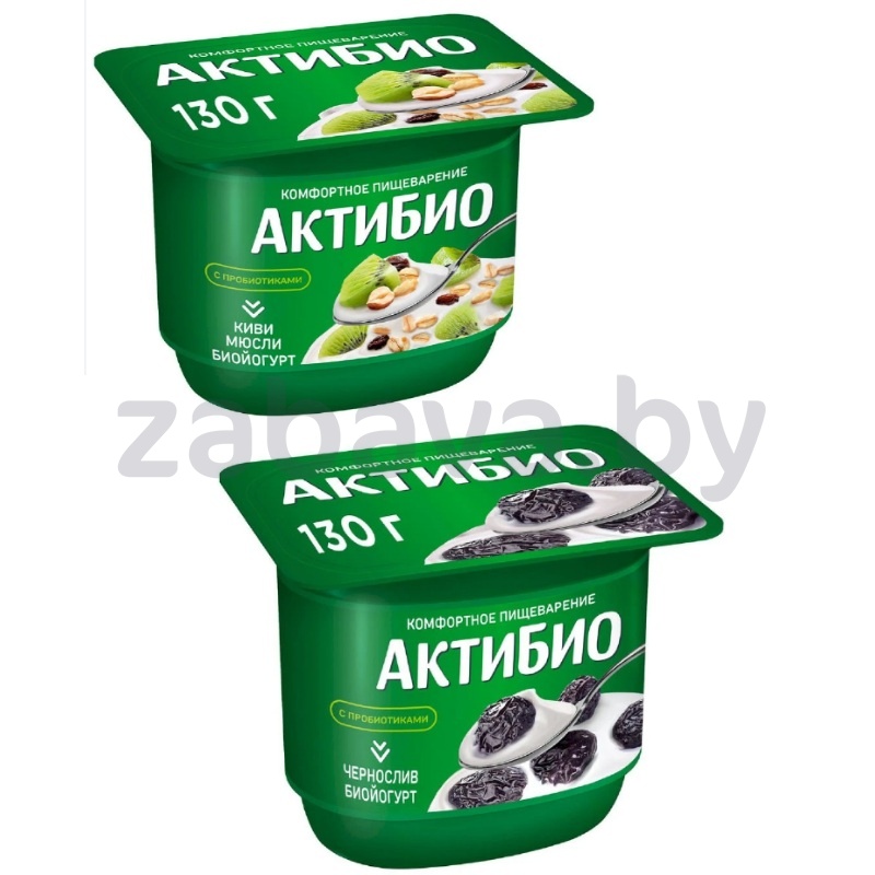 Биойогурт «АктиБио», киви-мюсли или чернослив, 130 г