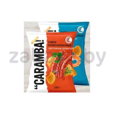 Снеки мультизлаковые Caramba!, со вкусом креветки или охотничьих колбасок, 100 г