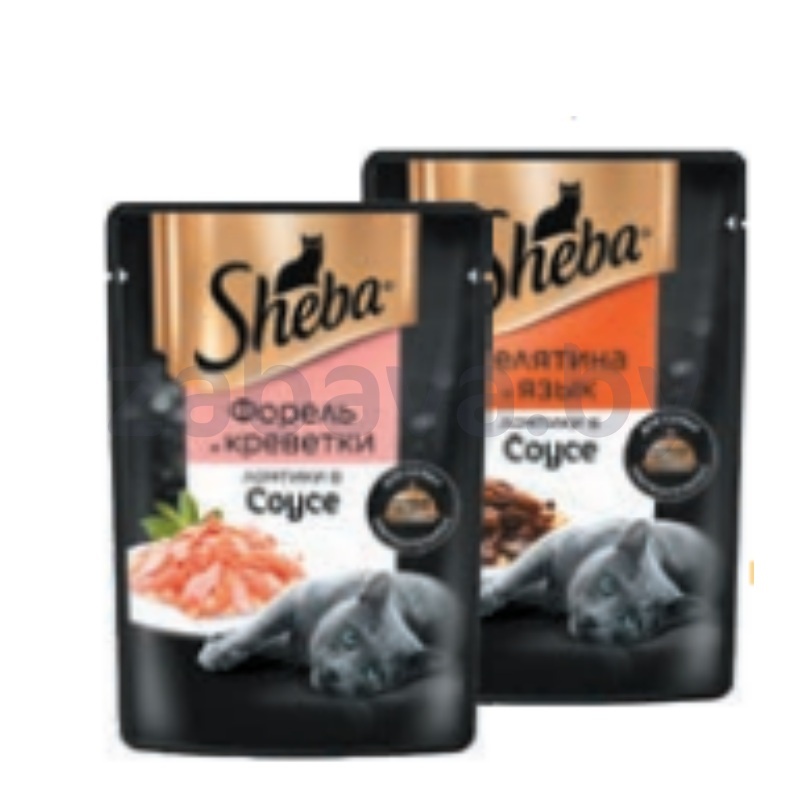 Корм Sheba, 75 г, форель-креветки или телятина-язык