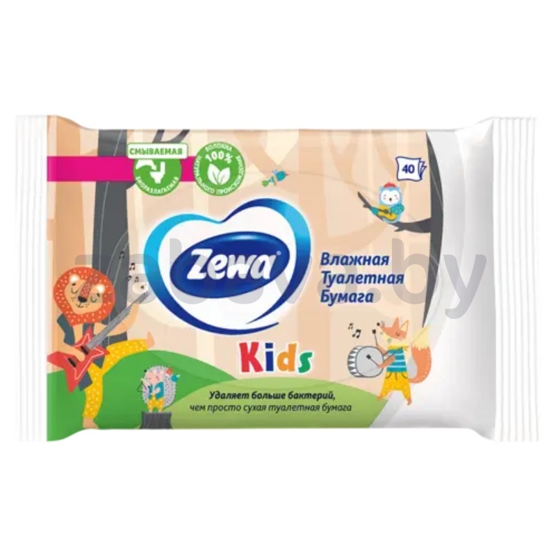 Туалетная бумага Zewa Kids, влажная, детская, 40 шт.