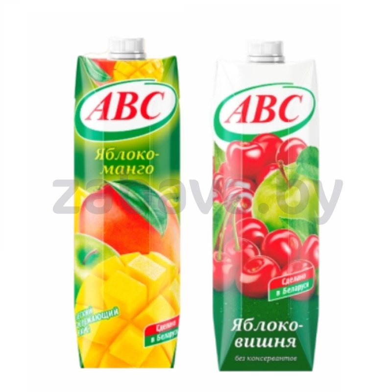 Нектар ABC, 1 л, яблоко-вишня или яблоко-манго с мякотью