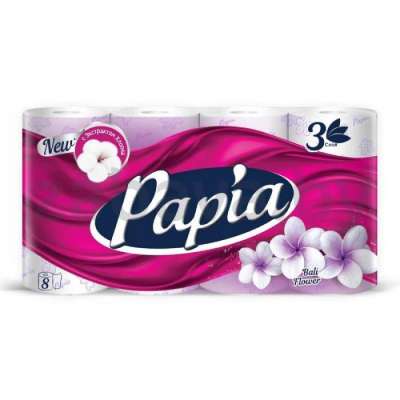 Бумага туалетная Papia Bali Flower, 3 слоя, 8 рулонов