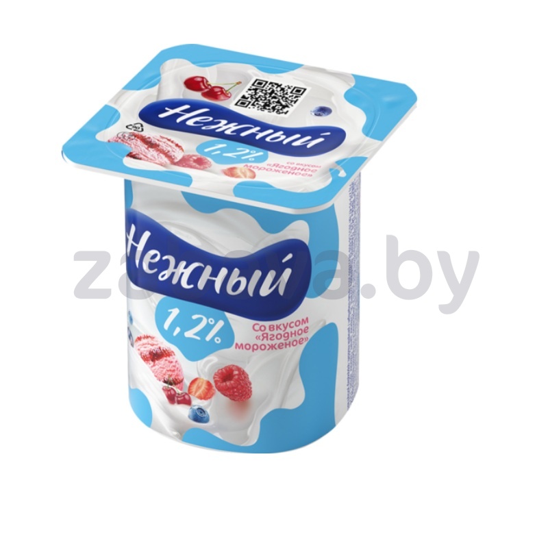 Продукт йогуртный «Нежный», 1,2%, 100 г, ягодное мороженое