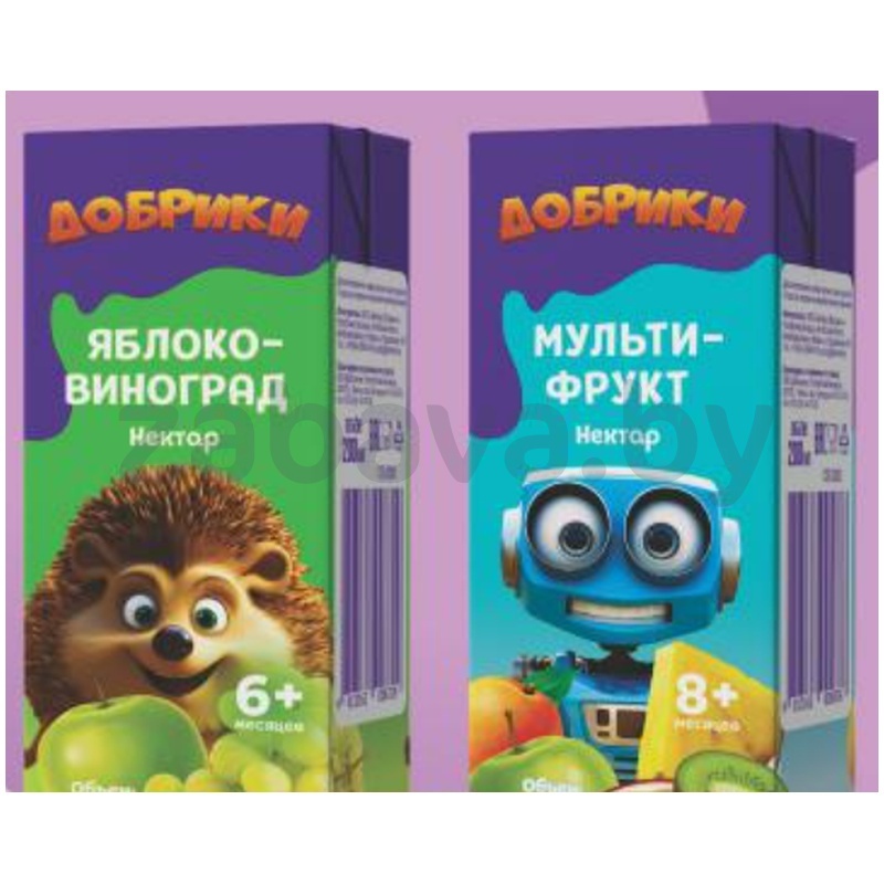 Нектар «Добрики», мультифрукт или яблоко-виноград, 200 мл