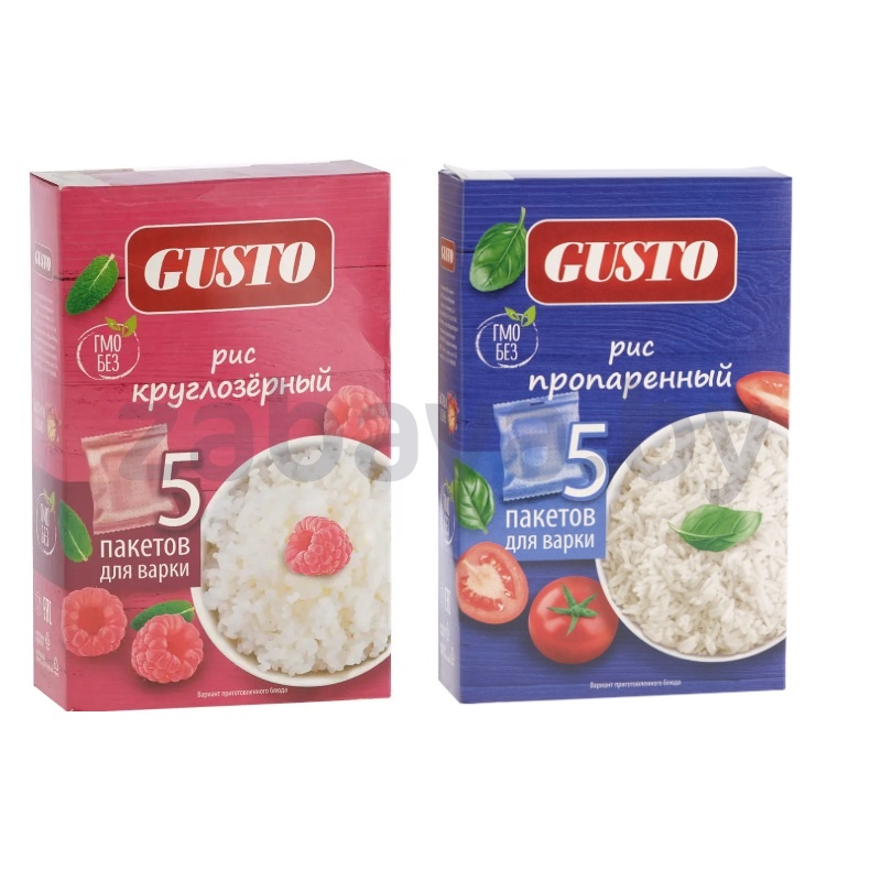 Рис Gusto, пропар. или круглозерн., 5 вар. пак., 400 г