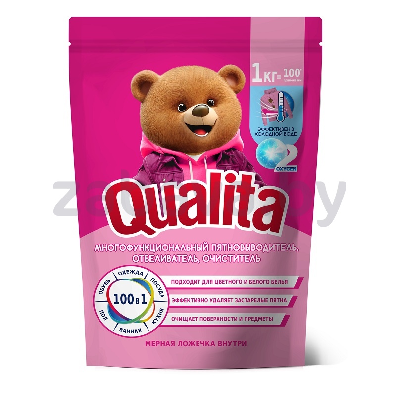 Отбеливатель-пятновыводитель Qualita, кислородн., 1 кг
