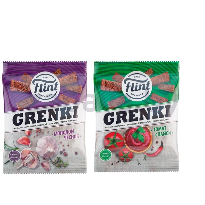 Гренки Flint ржаные, 100 г, томат спайси или мол. чеснок