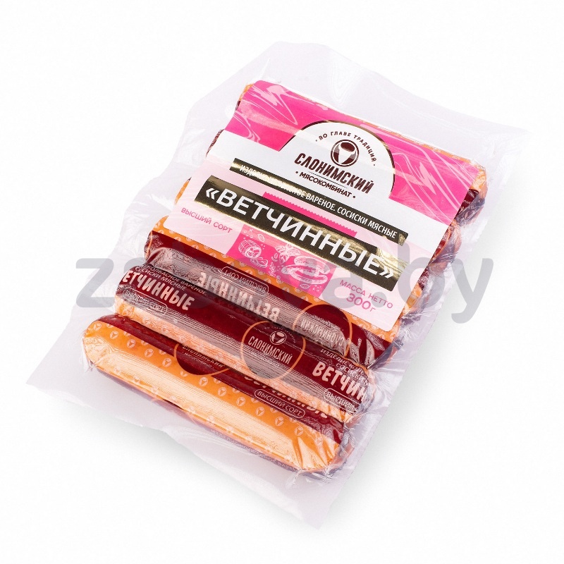 Сосиски «Ветчинные», вар., в/с, «Слонимский» МК, 300 г