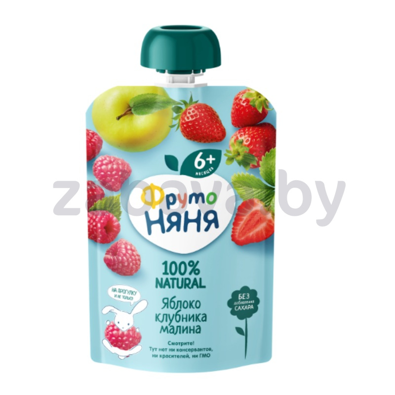 Десерт из яблок, клубники и малины «Фруто Няня», 90 г