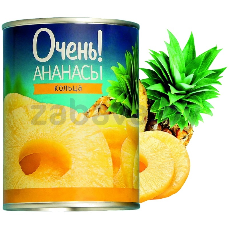 Ананас консервир. «Очень!», кольца, 580 мл/565 г