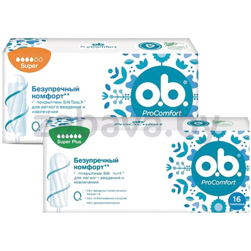 Тампоны o.b. ProComfort, Super или Super Plus, 16 шт.