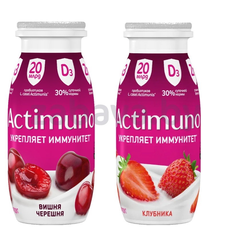 Продукт к/м Actimuno, 1,5%, 95 г,  клубника или вишня-черешня