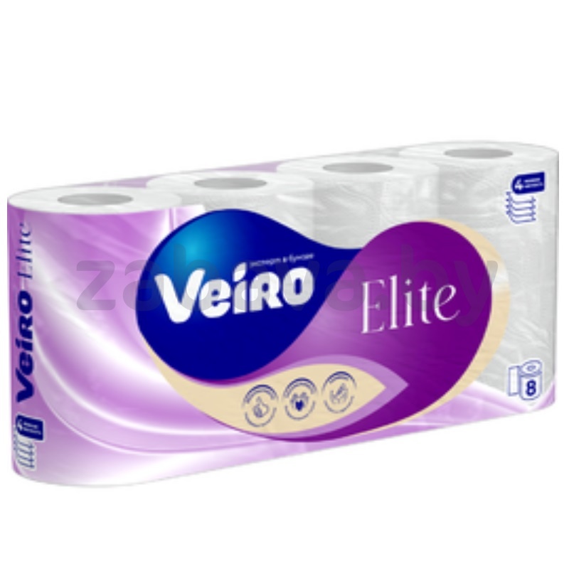 Бумага туалетная Veiro Elite, 4 сл., 8 рул.