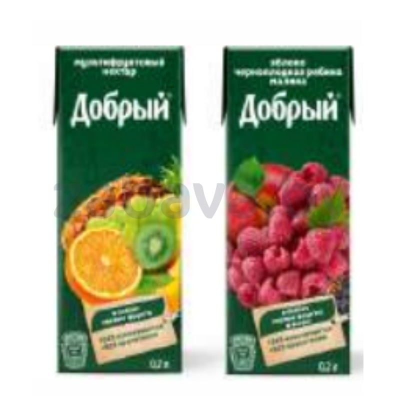 Сок «Добрый», чернопл. рябина и малина или мультифрукт, 200 мл