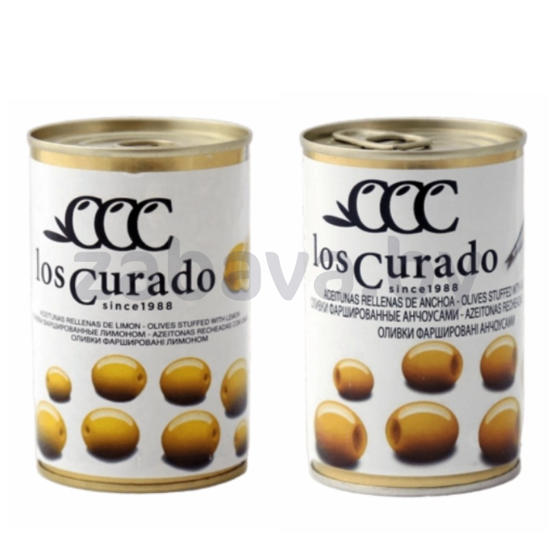 Оливки Los Curado зел., фарш. анчоусом или лимоном, 300 г