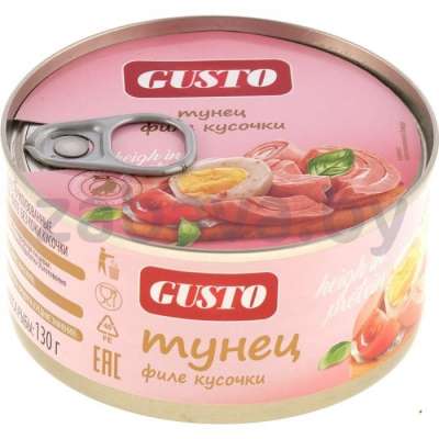 Консервы рыбные Gusto, филе тунца в с/с, 185 г