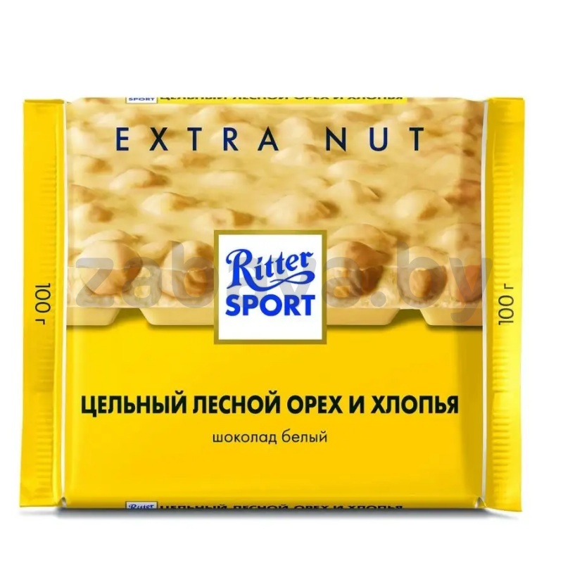 Шоколад RItter Sport, цельный лесн. орех и хлопья, 100 г