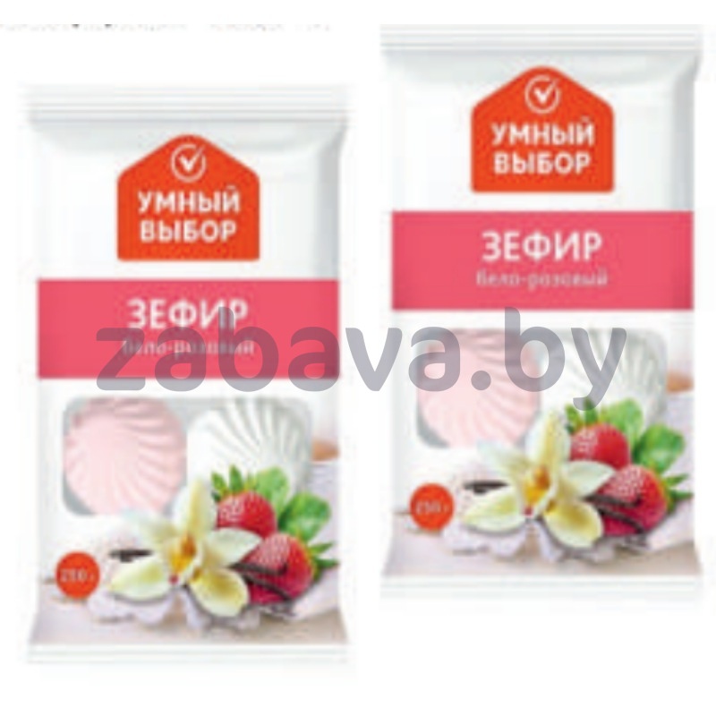 Зефир «Умный выбор» бело-розовый, 250 г