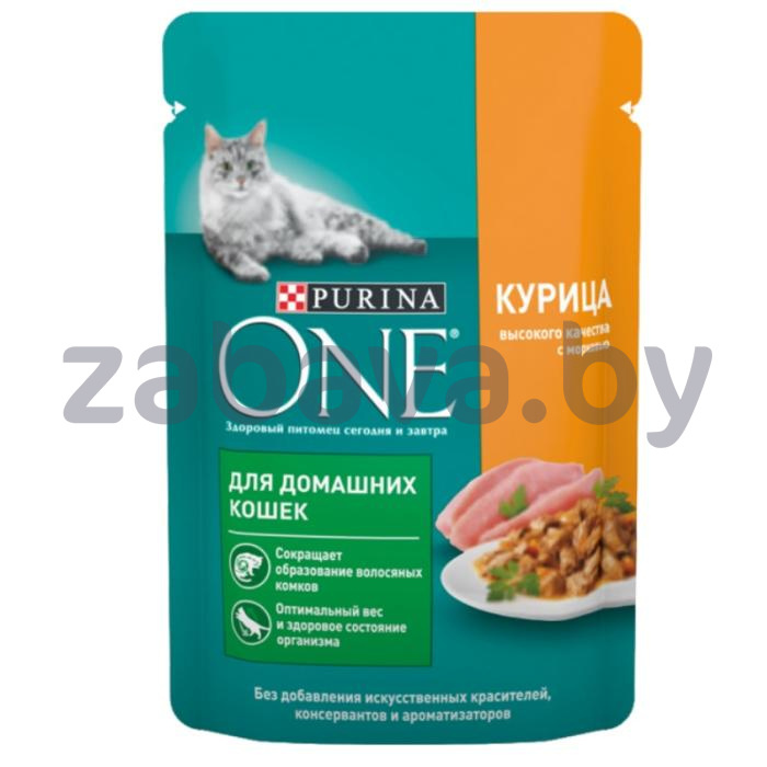 Корм Purina One, для стерилиз. кошек, курица с зел. фасолью, 75 г