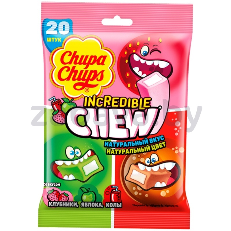 Конфеты жев. Chupa Chups, клубника, яблоко или кола, 70 г