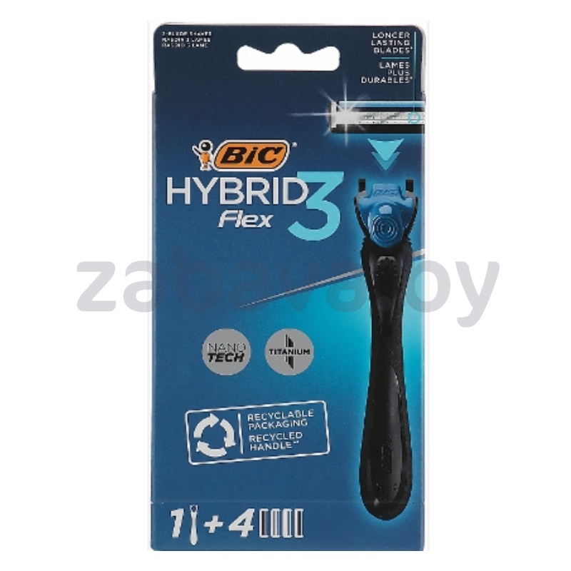 Станок для бритья Bic Flex3 Hybrid, 1 шт. + 4 касс.