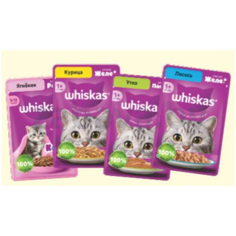 Корм для взрослых кошек или котят Whiskas, 75 г, в ассорт.