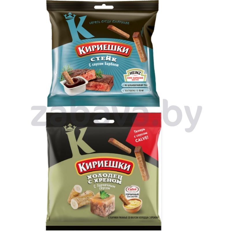 Сухарики «Кириешки» холодец с хреном или стейк с соусом барбекю, 60 г 