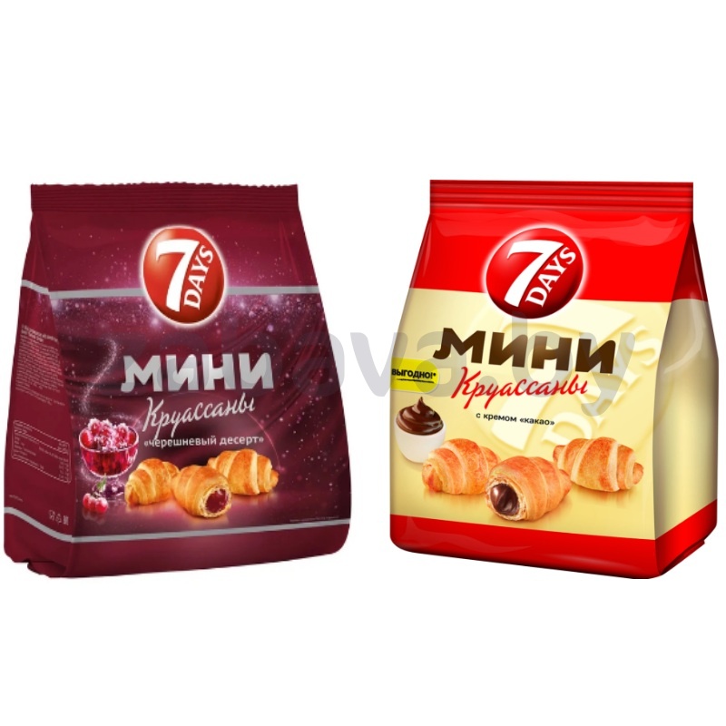 Мини-круассаны 7 Days, какао/черешня, 265 г
