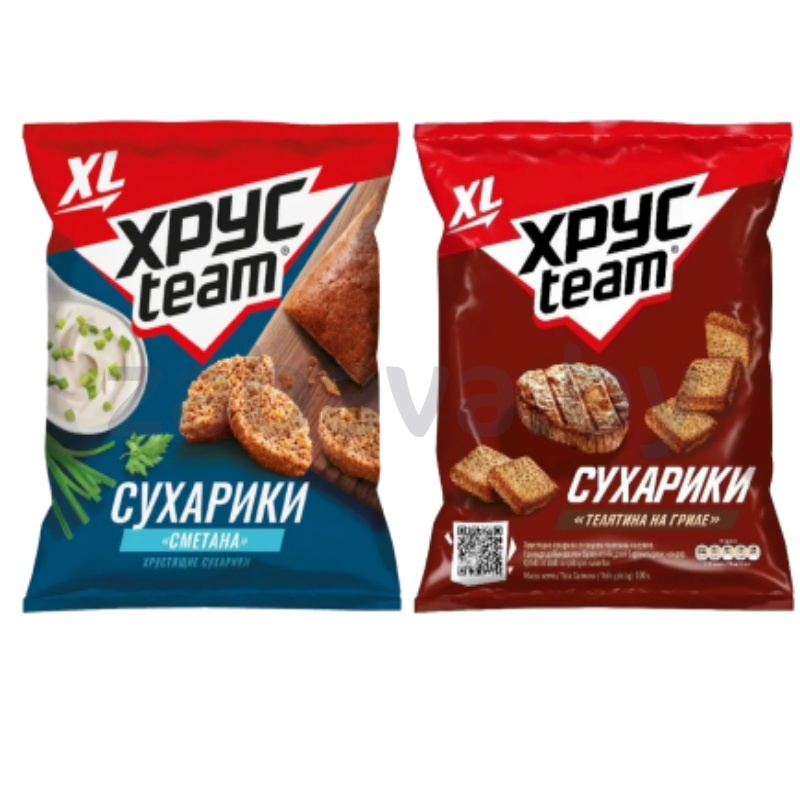 Сухарики «Хрусteam», телятина на гриле или сметана, 100 г