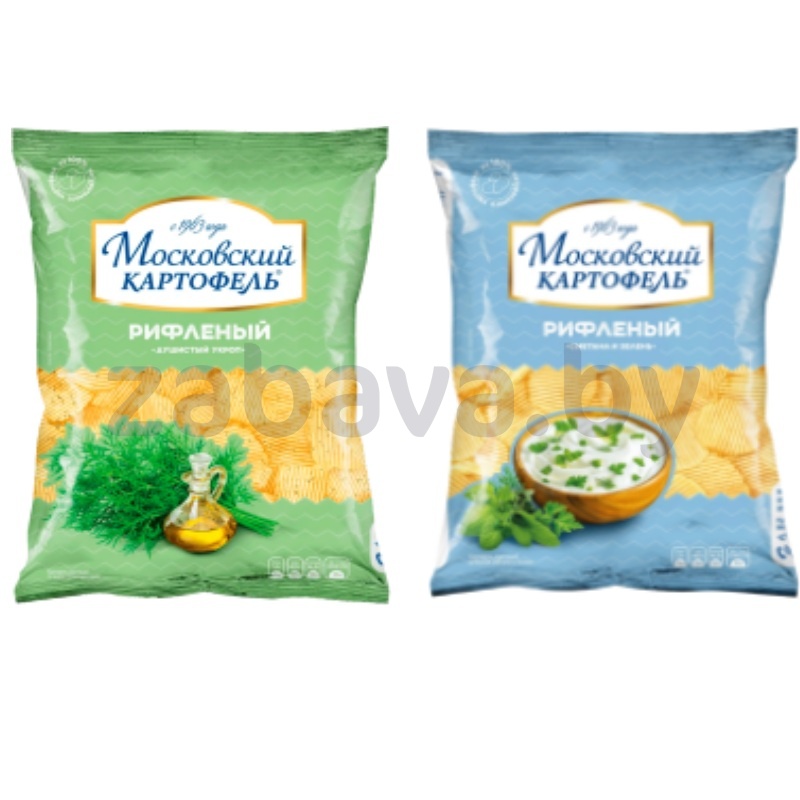 Чипсы рифл. «Московский картофель», душист. укроп или сметана и зелень, 120 г