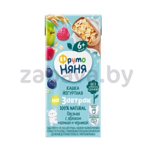 Завтрак «ФрутоНяня» кашка йогуртн. овсян., яблоко-малиай-черника, 200 мл
