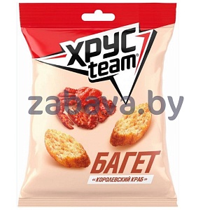 Сухарики «Хрусteam», багет, 100 г, корол. краб
